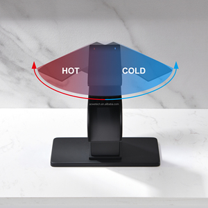 Robinet de lavabo cascade moderne noir mat en laiton, monocommande avec cartouche céramique et siphon de vidange, <span class=keywords><strong>kit</strong></span> complet - Product Image 6