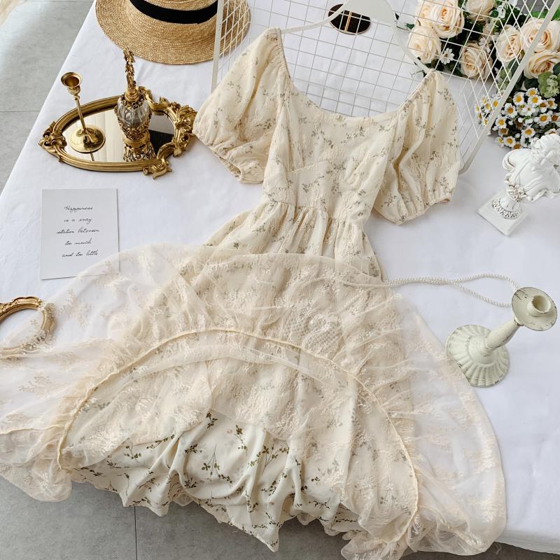 elegant fairy dress Autumn Floral Fairy Dresses for Women 2022 Luxury Designer Slim Korean –  Global Fashions GC main image 0
