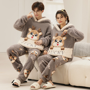 Fashion Winter Warm Sleepwear Sets <strong>Christmas</strong> <strong>Pyjamas</strong> Family Cartoon Flannel Pajamas for <strong>Couple</strong> - Product Image 6