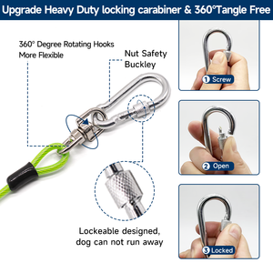 कुत्ते टाई आउट केबल: छोटे बड़े कुत्तों के लिए बाहर यार्ड-भारी शुल्क श्रृंखला के लिए नेतृत्व-आउटडोर कुत्ते की छलांग - Product Image 3