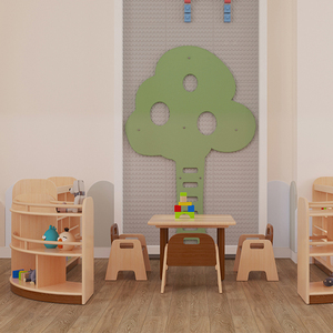 Montessori Nursery Kid Furniture Kindergarten Preschool Daycare Set Solid Wood Child Science <b>Study</b> <b>Table</b> and Workshop Chair Set - Product Image 1