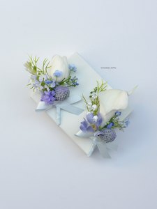 Corsage <span class=keywords><strong>de</strong></span> Boda para Novios, <span class=keywords><strong>Padres</strong></span>, Familia, Damas <span class=keywords><strong>de</strong></span> Honor, Padrinos, Invitados <span class=keywords><strong>de</strong></span> Ceremonia, Flor Brillante Azul Claro Desmontable - Product Image 5