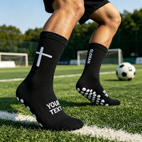 Chaussettes de football athlétiques personnalisées pour hommes, en coton, confortables, respirantes, écologiques, antidérapantes, avec grip.