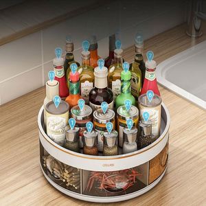 Easy-to-reach Plastic Double Tier Rotating <b>Kitchen</b> Spice <b>Storage</b> Organizer with Insect-proof Design for Home - Product Image 2