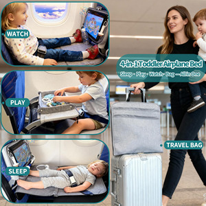 Cama de avión para niños pequeños con cubierta de bandeja que se convierte en bolsa, extensor de asiento de avión para niños pequeños, bolsa de cama de avión para bebés - Product Image 2