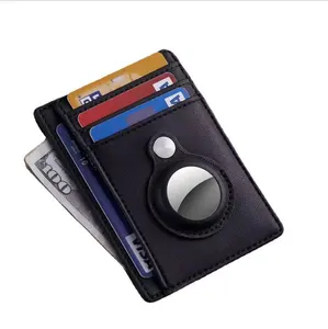 Étui portefeuille RFID anti-vol en cuir ultra-fin, 1 pièce, porte-cartes pour airtag, traceur Apple, portefeuille en cuir