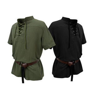 Costume da Cavaliere <span class=keywords><strong>Medievale</strong></span> all'Ingrosso, Camicia a Maniche Corte da <span class=keywords><strong>Uomo</strong></span>, Stile Gotico Pirata per Halloween - Product Image 1