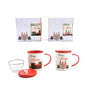 Tasse à thé en porcelaine 330 ml 12x8,5 H. 9 cm avec décorations de Noël assorties - Product Image 1