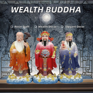 تمثال بودا من الرخام الأبيض لإله الثروة الراتنج الطاوي الخيالي فو شو لديكور المنزل فنغ شوي - Product Image 3