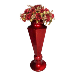 Florero columnar con borde ondulado dorado 427, maceta decorativa elegante con acento de bola, maceta de flores artificiales de alta calidad - Product Image 6