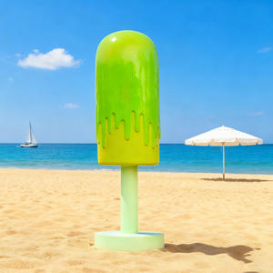 ประติมากรรมไอศกรีมจาก FRP ที่ปรับแต่งได้ทนทาน F031งานฝีมือคุณภาพสูงสำหรับตกแต่งสวนกลางแจ้งการออกแบบที่ประณีต - Product Image 3