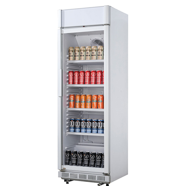 Cheap Single Glass Door Soft Drink Refrigerator Cooler Commercial Display Upright Fridge Refrigerator for Sale