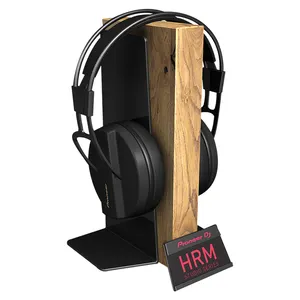 Suporte de madeira para fones de ouvido, suporte de madeira para exibição de fones de ouvido