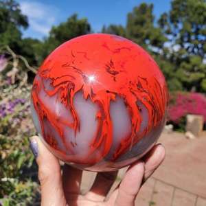 Esfera de Cristal de Ágata Roja al por Mayor, Adorno Artesanal para Decoración del Hogar y Regalos de Pascua - Product Image 1