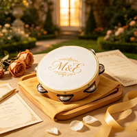 Vente en gros de mini tambourins de mariage de 4 pouces, Tamburelli Matrimonio Pandereta, cadeau pour invités de mariage, bois, logo personnalisé, cadeau de fête