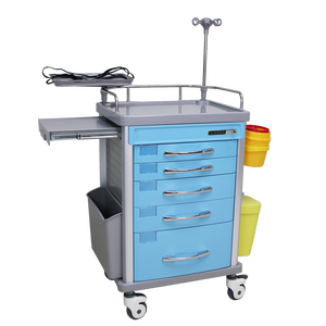 Carrello di emergenza autorizzazione marchio MN-EC009 con supporto defibrillatore AED per uso ospedaliero - Product Image 1