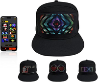Topi LED Menyala, Topi Bisbol Bercahaya, Topi USB Isi Ulang, Topi LED dengan Pesan yang Dapat Diprogram via Aplikasi, Topi LED dengan Layar Bergulir