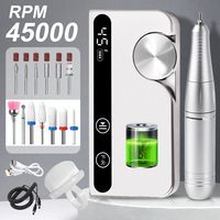 Perceuse à ongles portable professionnelle et lime électrique rechargeable 45000 tr/min pour l'enlèvement des ongles acryliques et du vernis à gel