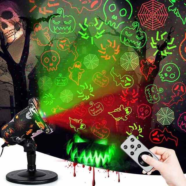 Smart APP Remote Control Halloween Laser Projection Lamp Multi Image Holiday Party Wall Horror Atmosphere Decorative Lights