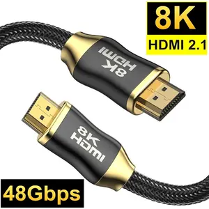 كابل عالي الجودة مطلي بالذهب, كابل دعم عالي الجودة مطلي بالذهب HDMI 2.1 8K كابل 4K120Hz ثلاثية الأبعاد فائق السرعة كابل مرن لـ Hdtv PS5 Xbox