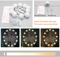 10 ampoules LED dimmables pour miroir de maquillage Hollywood, alimentées par USB, à coller, pour salle de bain, chambre à coucher, coiffeuse