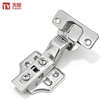 TIANYI Bisagra Hidráulica de Doble Etapa de Acero Inoxidable 201, Ajustable en 3D, 35mm, Cierre Suave, Niquelada, para Dormitorio y Baño