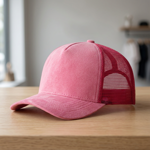 Gorra Trucker de 5 Paneles de Malla y Gamuza de Alta Calidad, Estilo Vintage, con Logotipo Personalizado, Gorra de Béisbol Deportiva, Bordado a Mano, Venta al por Mayor, en Blanco - Product Image 3