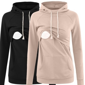 Felpa con Cappuccio per Allattamento, Manica Lunga, Comoda Felpa per Mamme con Apertura Facilitata per l'Allattamento - Product Image 1