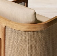 Luxuriöser Teakholz-Loungesessel mit Rattanrücken Outdoor-Drehstuhl Teakholz-Möbel