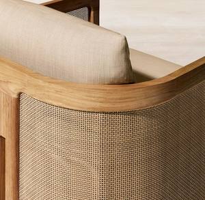 Sedia Lounge di Lusso in Legno di Teak con Schienale in Canna, Sedia Girevole da Esterno in Teak - Product Image 6