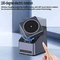 Support de charge sans fil magnétique pliable 3-en-1 en ABS avec horloge, vitesse de charge rapide 15W, en alliage d'aluminium 5W pour iPhone
