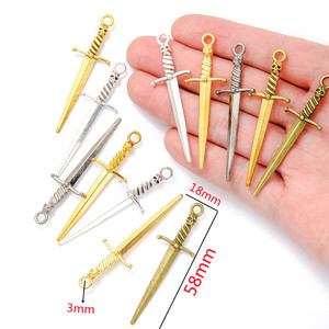 5 Màu Hợp Kim Cổ Hiệp Sĩ Thanh Kiếm Quyến Rũ Cho Vòng Cổ Mặt Dây Chuyền Tự Làm Handmade Trò Chơi Vũ Khí Đồ Trang Sức Làm 58*18Mm M91 - Product Image 2