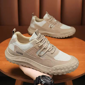 รองเท้าวิ่งลำลองสีน้ำตาลคุณภาพสูงสำหรับผู้ชายปี 2026 รองเท้าเดินแบบผูกเชือกพื้นเรียบกันลื่นสำหรับฤดูใบไม้ผลิ ระบายอากาศได้ดี แฟชั่นทันสมัย - Product Image 2