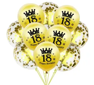 18 21 30 40 50 Years 12 Inches Party Balloons Gold Confetti Birthday Balloons For Wedding Birthday Party Decorations