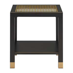 Square Side Table with Shelf Tempered Glass Metal Frame Living Room Nightstand - Product Image 5