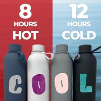 304 bouteille à double paroi bouteille d'eau portable en acier inoxydable revêtue de caoutchouc avec poignée pour cadeaux