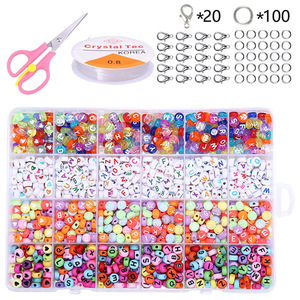 Kit de perles pour bijoux DIY avec perles de verre, perles acryliques en forme de lettres et de visages souriants pour enfants, ensemble d'accessoires pour loisirs créatifs - Product Image 3