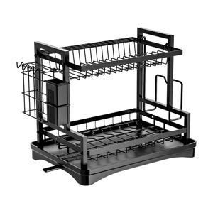 ชั้นวางของในครัวพร้อมถาด ที่คว่ำจานแบบแห้งเร็ว ชั้นวางอเนกประสงค์ทรงสี่เหลี่ยมสำหรับจาน ชาม ตะเกียบ ถ้วย - Product Image 1