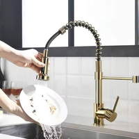 Keran Dapur Modern Bahan Paduan Seng Hitam, Tuas Tunggal, Pemasangan di Atas Meja, Air Panas Dingin, Mixer Wastafel, Lapisan Keramik Premium, Finishing Brushed