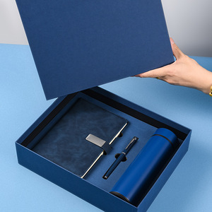 Ensemble cadeau de carnet de notes professionnel haut de gamme avec tasse isotherme en cuir PU, reliure sans fil, impression de logo personnalisée, promotion de bureau - Product Image 1