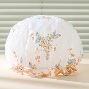 Zenidoo Bonnet de Douche de Luxe Double Couche Épais en Matériau PEVR Imperméable Brodé à la Main, Masque Capillaire pour Adultes, Usage Domestique - Product Image 2