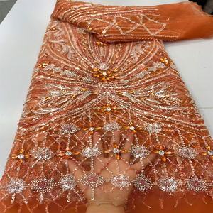 Tela de Voile de Malla con Cuentas de Diamantes de Imitación <span class=keywords><strong>Rojos</strong></span> Púrpura, Lentejuelas, No Tejida, Ecológica, de Alta Calidad, Bordada a Mano, Mediana - Product Image 6