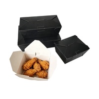 Boîtes à emporter noires avec système de fermeture à languette, emballages pour la restauration rapide, boîtes en papier à emporter, contenants alimentaires en papier noir anti-fuite