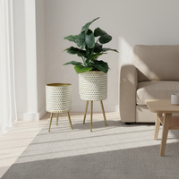 Jardinières vintage en fer de 10 et 12 pouces avec finition thermolaquée, support métallique durable pour pots de fleurs artificielles, lot de 2