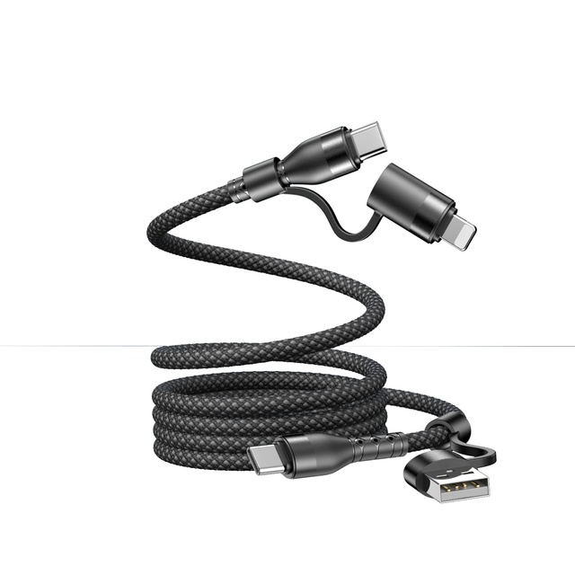 4 in 1 Magnetic USB-C to Earphone Charging Cable with 5A Fast Charging 100W Nylon Braided for OEM/ODM