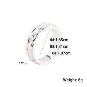 แหวนผู้ชายดีไซน์ทันสมัยสไตล์ญี่ปุ่นเกาหลี ชุบเงิน ลายตอกแบบไม่สม่ำเสมอ รูปทรงเรขาคณิต ของขวัญเครื่องประดับ - Product Image 5