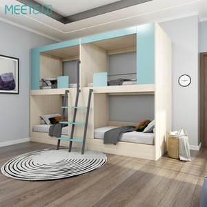 Ensemble de chambre à coucher en bois de style moderne, lit superposé pour 2 à 4 personnes, idéal pour les dortoirs d'étudiants, les auberges de jeunesse, les appartements, les entrepôts, les hôtels, les hôpitaux - Product Image 5
