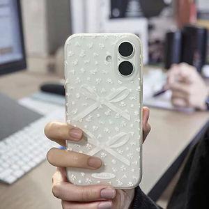 เคสรูปโบว์หัวใจสีชมพูน่ารักสำหรับ iPhone 17 16 15 14 13 12 PRO MAX 13 12MINI XR <span class=keywords><strong>7plus</strong></span> SE <span class=keywords><strong>2022</strong></span>เคสใสกันกระแทก - Product Image 1