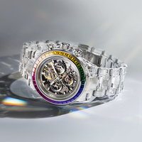 Montre mécanique automatique pour homme Bonest Gatti, boîtier en cristal de 41 mm, bracelet transparent, chronographe Tri Compax, étanche, lumineuse, BG6009
