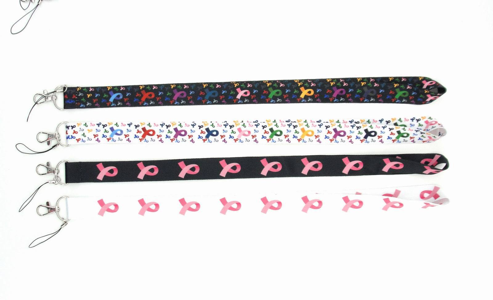 Lanyard Fashion Breast Cancer HIV Symbol Red Ribbon Logo Badge Lanyards Anti-Lost Portable ID Card Phone Lanyards Wholesale Image 2